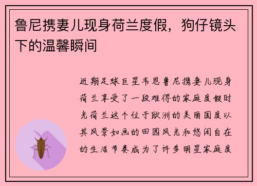 鲁尼携妻儿现身荷兰度假，狗仔镜头下的温馨瞬间